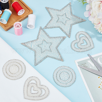 6 шт. 3 стиля тканевых нашивок со стразами для термоприклеивания/пришивания DIY-GF0010-04-1