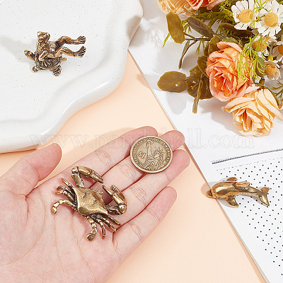 3 шт. 3 стиля античная бронзовая латунная витрина украшения DJEW-NB0001-44-1