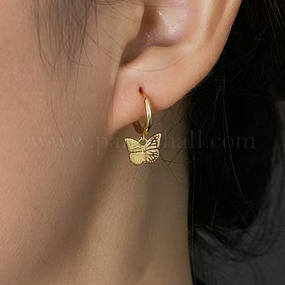 S925 серьги-кольца из стерлингового серебра в форме бабочки QF0140-1