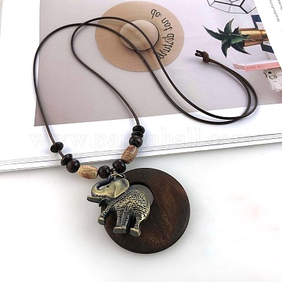 Длинные ожерелья из сплава пончиков в стиле бохо для женщин FS-WGBD296-09-1