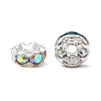 Perles séparateurs en laiton avec strass&nbsp;RB-A014-L7mm-S-1