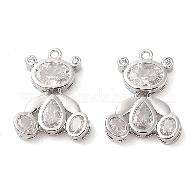 Подвески из прозрачного стекла с инкрустацией из латуни KK-S388-04P-1