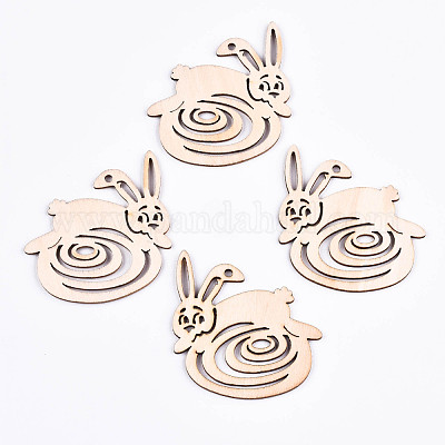 Неокрашенные натуральные деревянные большие подвески WOOD-S058-012-1