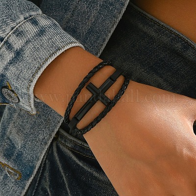Плетеные браслеты из искусственной кожи в стиле панк AE0334-4-1