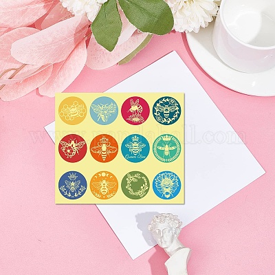 Бумажные самоклеящиеся наклейки с тиснением золотой фольгой DIY-WH0434-012-1