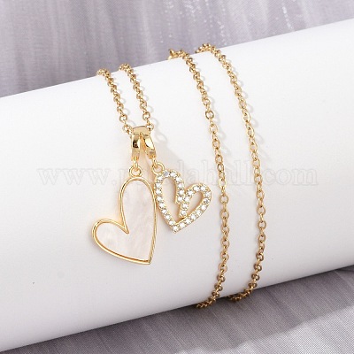 Ожерелья с подвесками из латуни с микропаве и кубическим цирконием NJEW-C076-13G-1