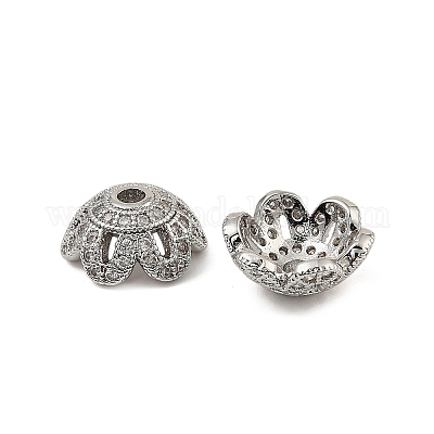 Колпачки для бусин из прозрачного кубического циркония из латуни KK-K374-25P-1