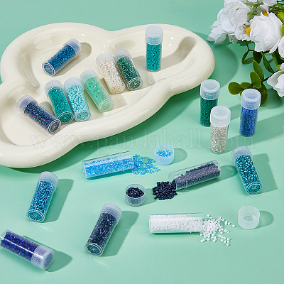 18 цвет стеклянные цилиндрические бусины синего и зеленого цвета SEED-DC0001-17-1