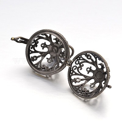 Круглые подвески из латуни с полыми клетками KK-L083-06AB-RS-1