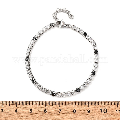 Браслеты-цепочки из нержавеющей стали 304 с кубическим цирконием для женщин BJEW-G754-01A-P02-1