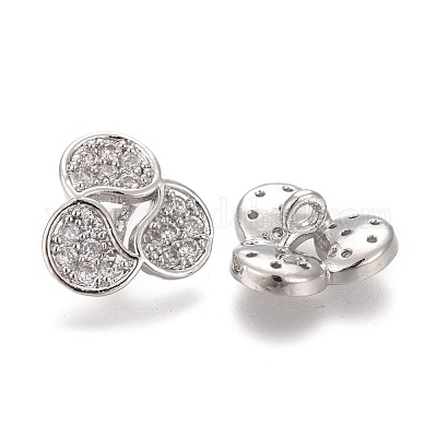 Пуговицы на хвостовике из латуни с микропейвом и прозрачным кубическим цирконием KK-H738-08P-1