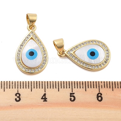 Латунное паве из фианитов с подвесками в виде ракушек и эмали KK-U009-07G-1