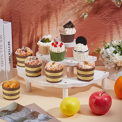 3-ярусные полукруглые деревянные подставки для кексов ODIS-WH0030-89-1