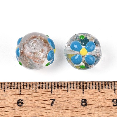 Светящиеся бусины лэмпворк из золота и песка ручной работы LAMP-N035-04B-1