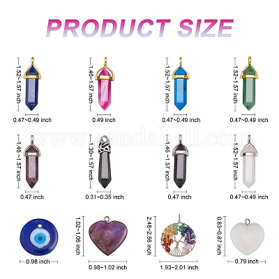 Подвески с драгоценными камнями в стиле 12шт. DIY-SZ0008-30-1