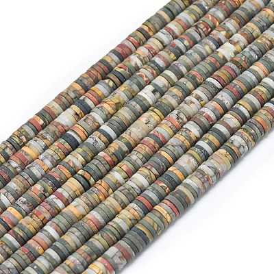 Нити бусин из натуральной красной яшмы пикассо/полихромной яшмы&nbsp;G-P575-B10-6x1mm-1