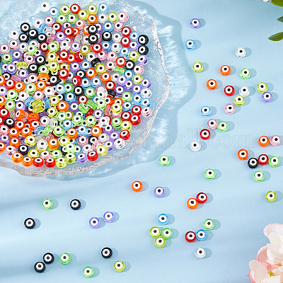 360шт 9 цвета прозрачные акриловые бусины с принтом OACR-DC0001-40-1