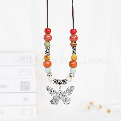 Ожерелья из вощеного шнура с подвеской из сплава FS-WGBC2DA-08-1