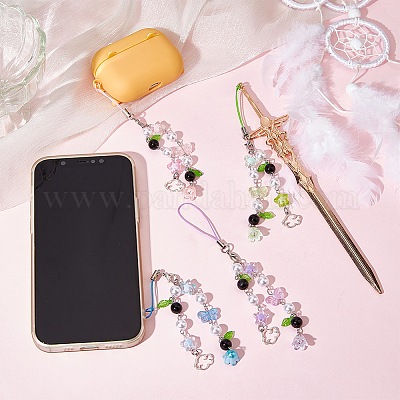 4 шт. ремни для мобильного телефона из акрила и АБС-пластика с перламутром цвета ландыша HJEW-DR00049-1