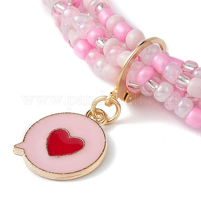 Многониточный браслет из стеклянных бусин BJEW-JB09527-03-1