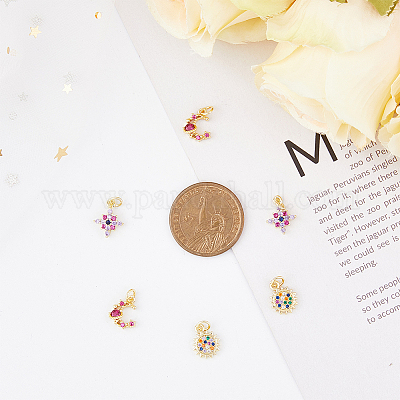 6шт 3 стиля латунные микропаве кубические циркониевые подвески KK-DC0003-17-1