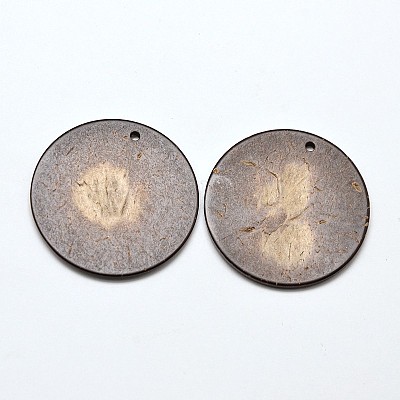 Дерево Ювелирных изделий плоской круглой кокосовые подвески COCO-E001-10C-1