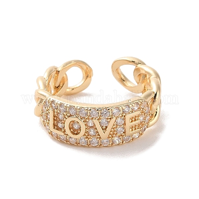 Открытые манжеты из латуни с микропаве кубический цирконий RJEW-K263-13KCG-1