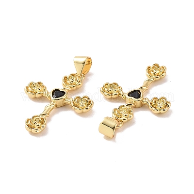 Крест с цветком KK-G435-06G-02-1