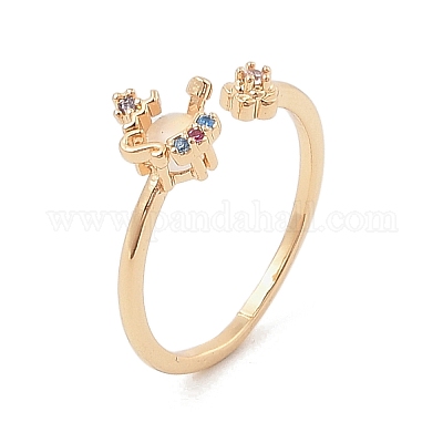 Кольца-манжеты для женщин с микропаве из латуни и цветными кубическими цирконами&nbsp;LS-RJEW-Z073-01G-03-1