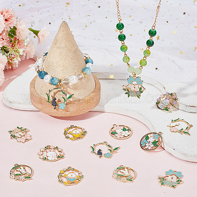 24шт 12 стиля подвески из сплава с эмалью ENAM-SC0005-37-1