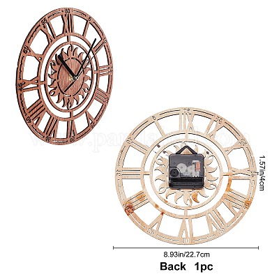 Настенные часы из натурального дерева с римскими цифрами HJEW-WH0008-13-1