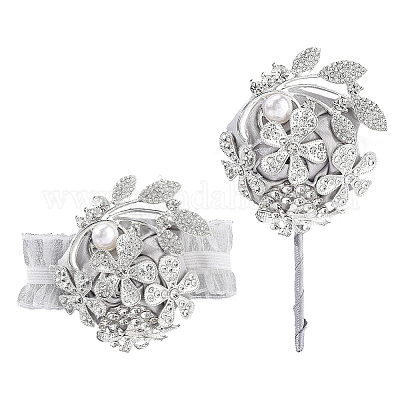 Корсаж бутоньерка из шелковой ткани имитация цветка AJEW-WH0248-359-1