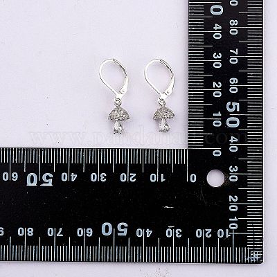 Прозрачные серьги с фианитами и грибами EJEW-SW00011-25-1