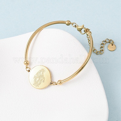 Браслеты из нержавеющей стали 304 Religion для женщин BJEW-F524-02C-G-1