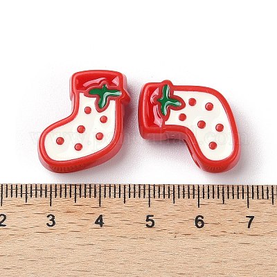 Рождественские украшения тематические непрозрачные акриловые бусины с эмалью X-OACR-Z021-01F-1