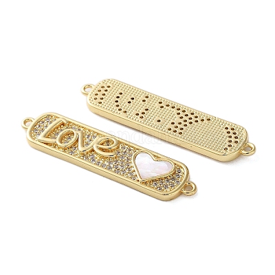 Латунный микропаве прозрачный кубический цирконий прямоугольник с подвесками в виде сердечек KK-U070-10G-1