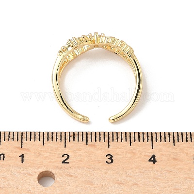 Латунные микро проложить манжеты кольца кубического циркония RJEW-V009-09G-1