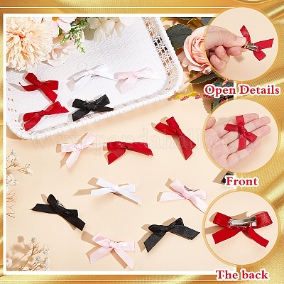 Заколки для волос из полиэстера с бантом из кожи аллигатора AJEW-CP0008-35B-1