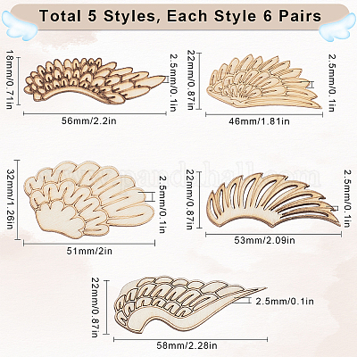 30 пара деревянных кабошонов 5 стилей WOOD-SC0001-85-1