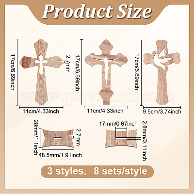 24 шт. деревянных украшений для демонстрации крестов&nbsp;DIY-WH0899-437-1