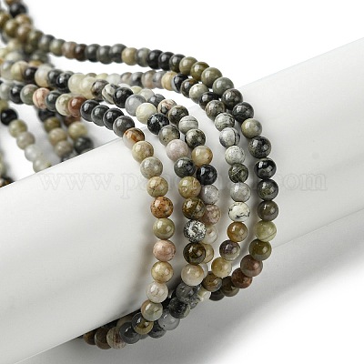 Природное серебро листьев яшмы бисер нитей G-K365-C05-01-1