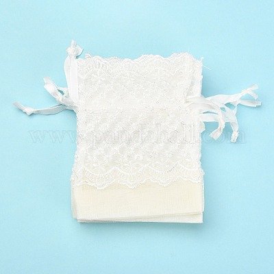 Мешочки из органзы с кружевами OP-R034-10x14-04-1