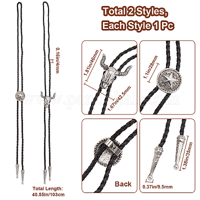 2 шт. 2 стиля регулируемый винтажный галстук-боло из искусственной кожи NJEW-GF0001-10AS-1