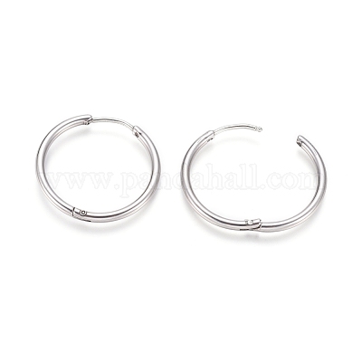 Серьги-кольца Huggie Hoop из нержавеющей стали 202 X-EJEW-F111A-25mm-P-1
