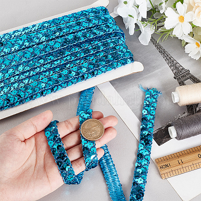 13м полиэстеровые ленты с пайетками OCOR-WH0078-282B-1