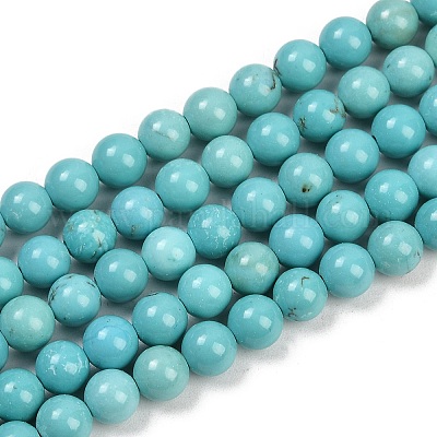 Синтетические зеленый бирюзовый бисер пряди G-T055-6mm-12-1-1