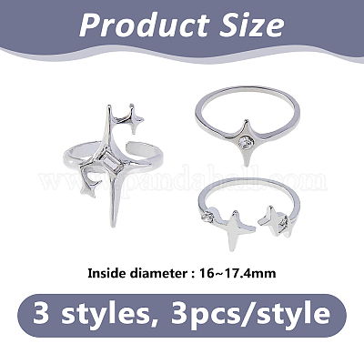 3 сумка наборы колец-манжет из сплава RJEW-DC0001-20-1