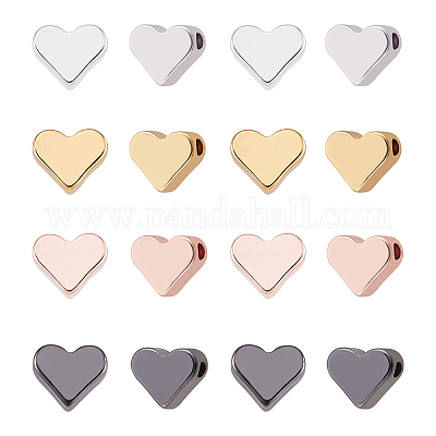 Wholesale PH PandaHall 4 Color Heart Spacer Beads 40pcs Metal Gold