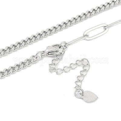 Изготовление ожерелья из латунной кубинской цепочки и цепочки со скрепками NJEW-U008-08P-1