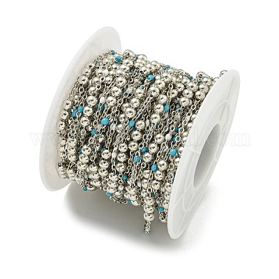 Цепочка из латунных эмалевых круглых бусин CHC-G022-07P-18-1